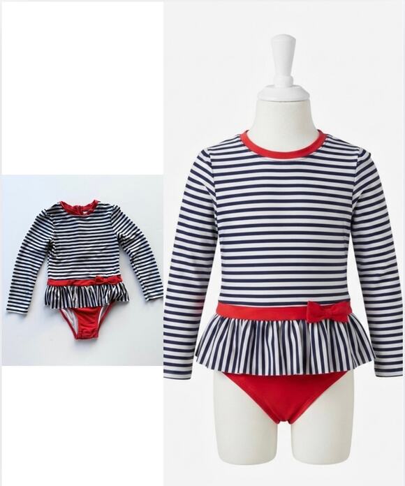 Cat & Jack Other - Nautical red black white striped bathing suit 5T snap crotch